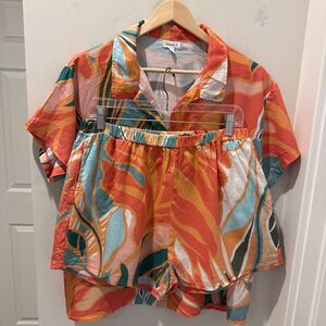 Vitamin A Shirt And Shorts Ser Tropical Print Size Large